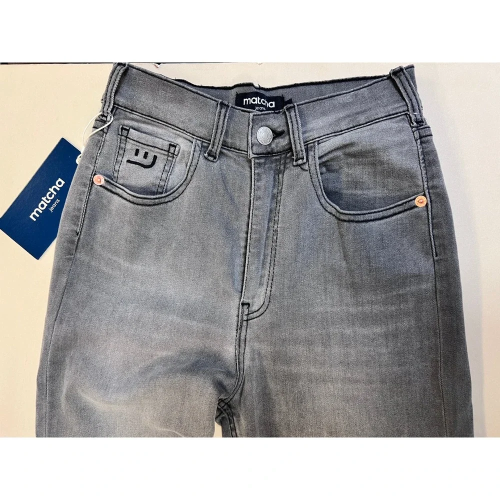Matcha Mom Tall Jeans Womens Size S Grey New High Rise Tapered Leg Denim